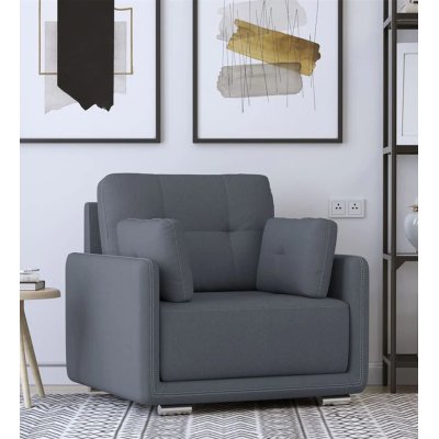 Cedar Leatherette 1 Seater Sofa in Grey Color