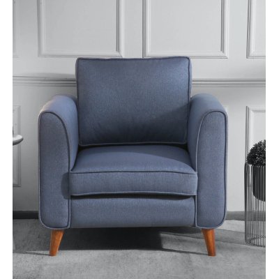 Valerie Fabric 1 Seater Sofa In Blue Color