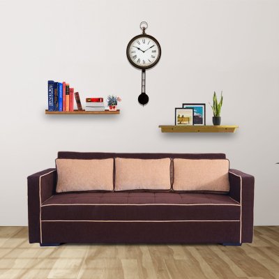 Russell Fabric Convertible Sofa Cum Bed in Dark Brown Colour image