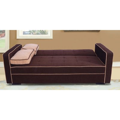 Russell Fabric Convertible Sofa Cum Bed in Dark Brown Colour image