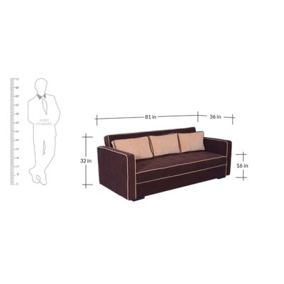 Russell Fabric Convertible Sofa Cum Bed in Dark Brown Colour image