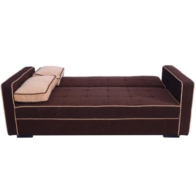 Russell Fabric Convertible Sofa Cum Bed in Dark Brown Colour image