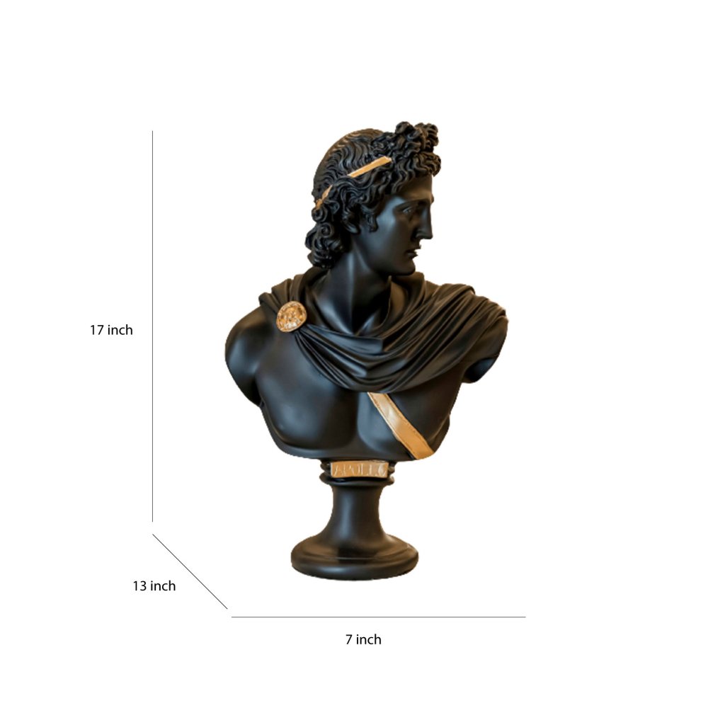 Greek Apollo Bust Sculpture Black image