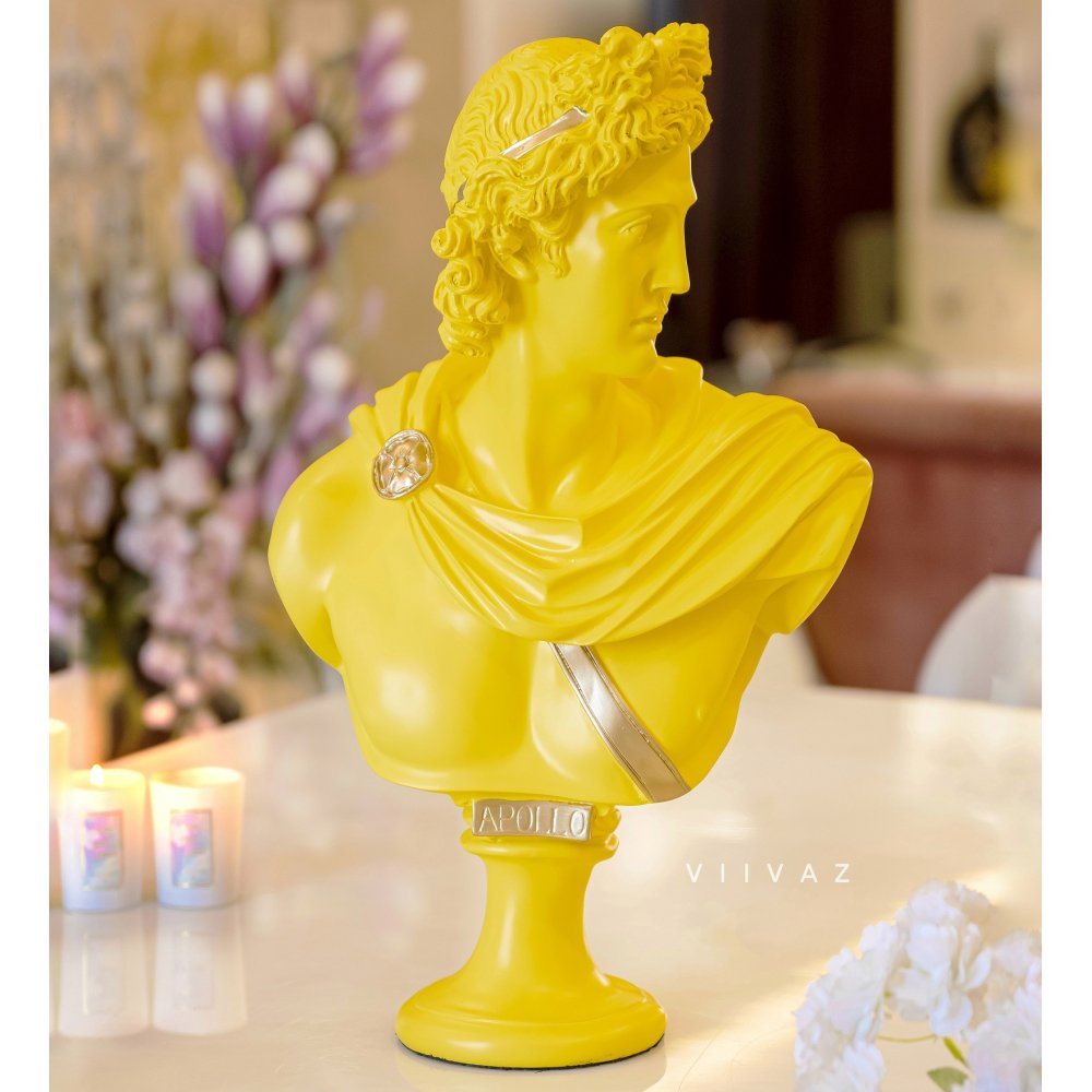 Greek Apollo Bust Sculpture Tuscan Yellow image