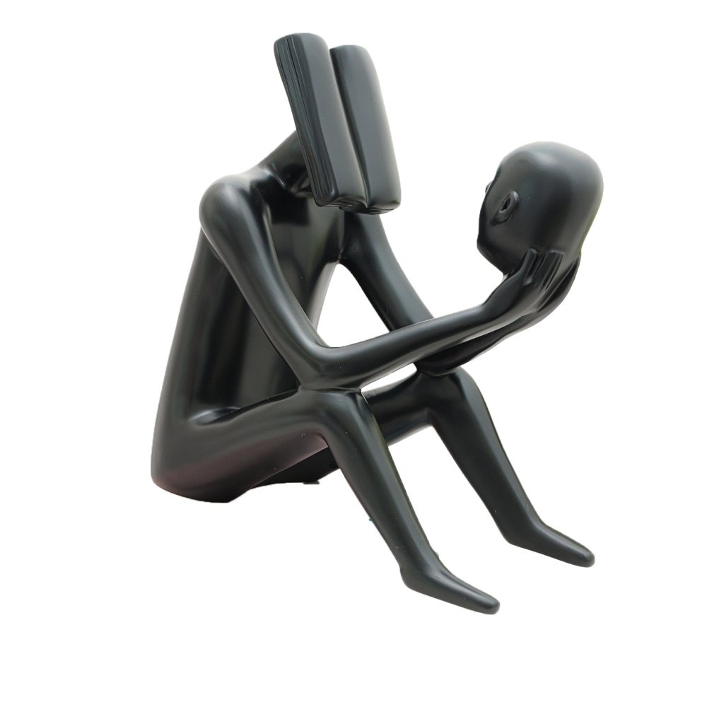Abstract Man Reading a book sculpture Black image