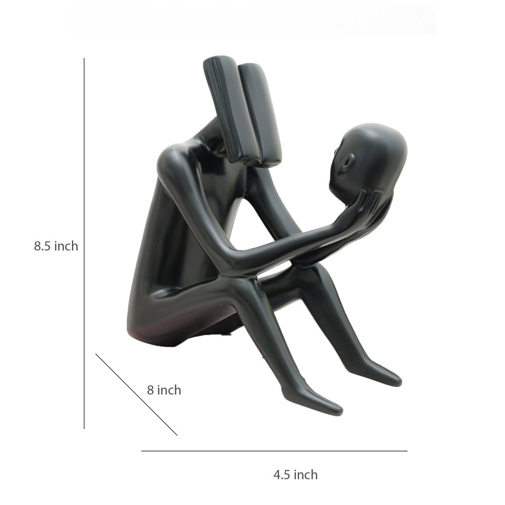 Abstract Man Reading a book sculpture Black image