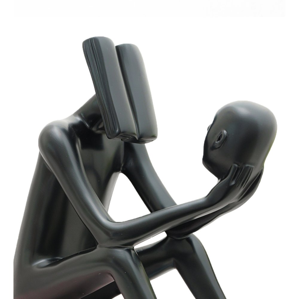 Abstract Man Reading a book sculpture Black image