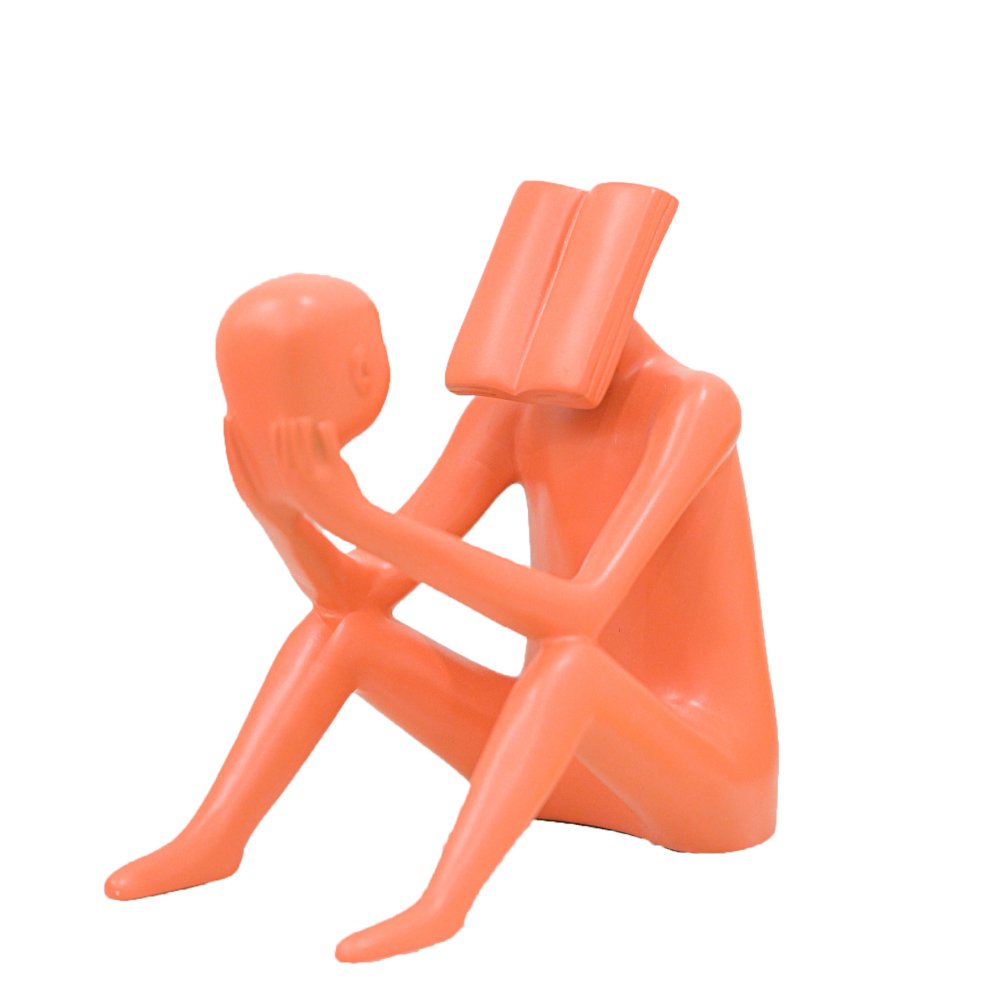 Abstract Man Reading a book sculpture Saffron image