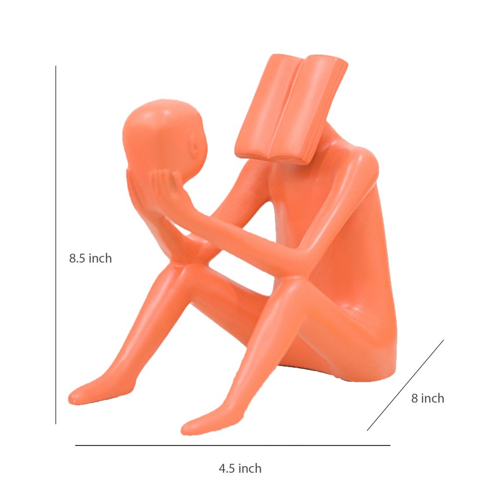 Abstract Man Reading a book sculpture Saffron image