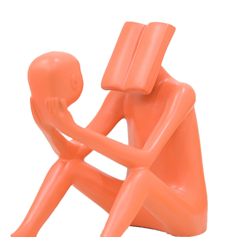 Abstract Man Reading a book sculpture Saffron image