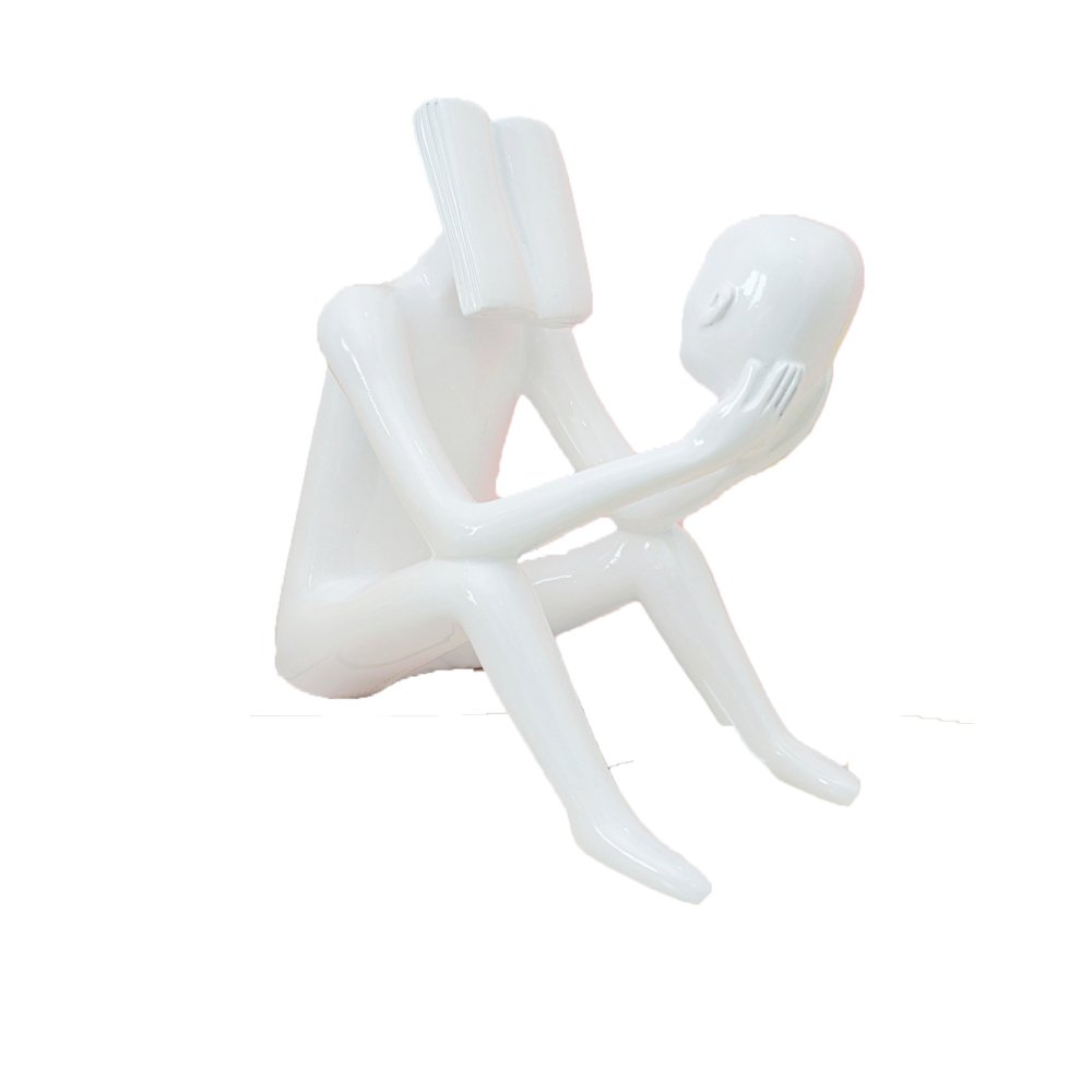 Abstract Man Reading a book sculpture White image
