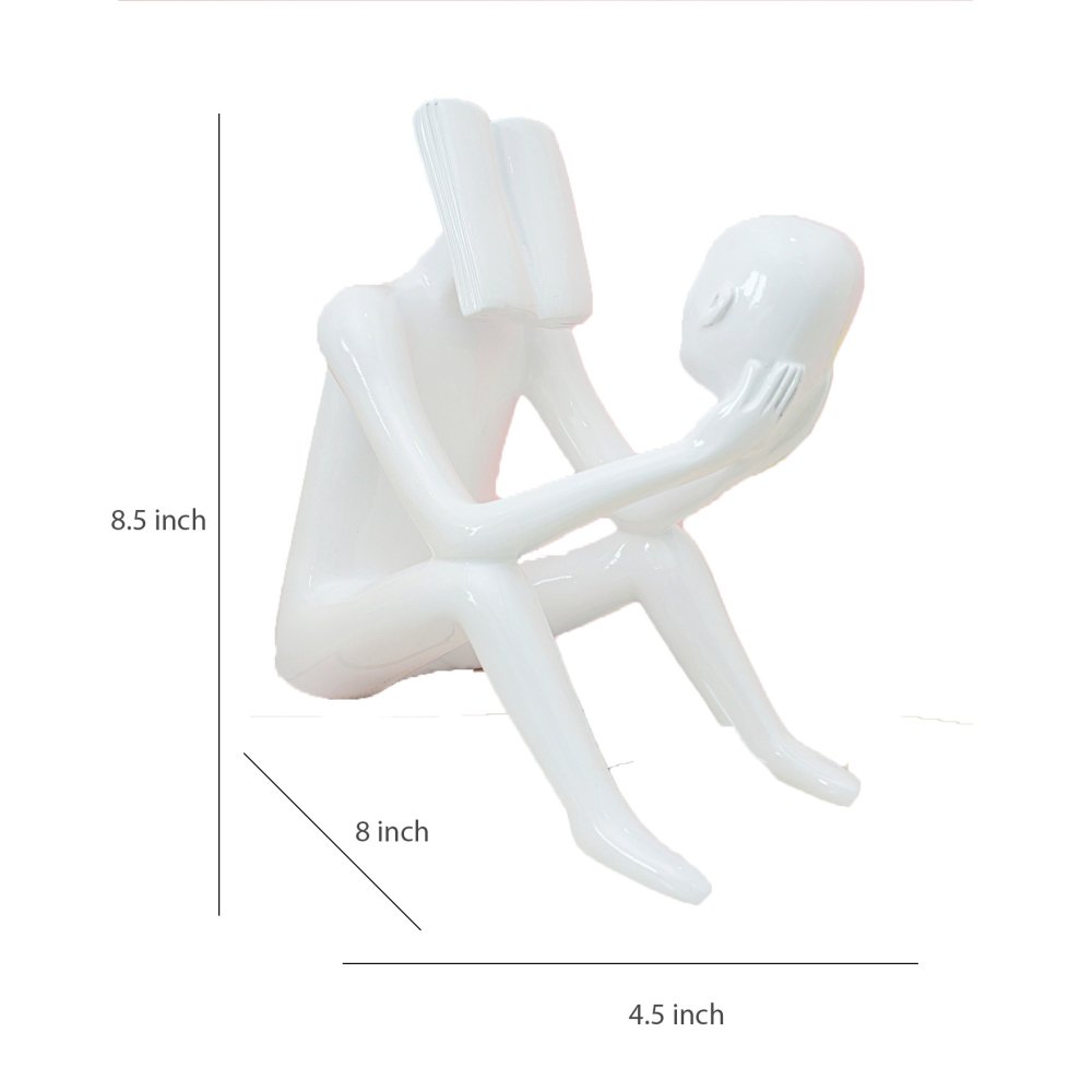 Abstract Man Reading a book sculpture White image
