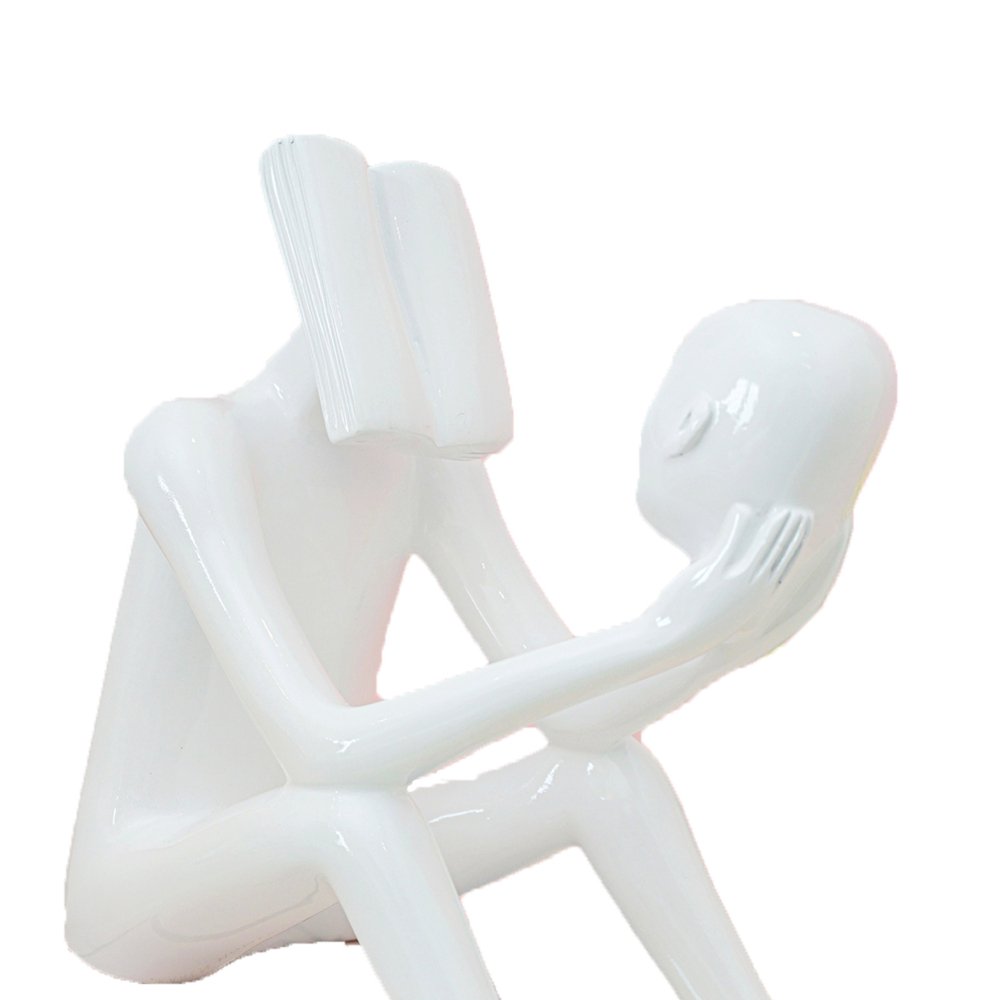 Abstract Man Reading a book sculpture White image