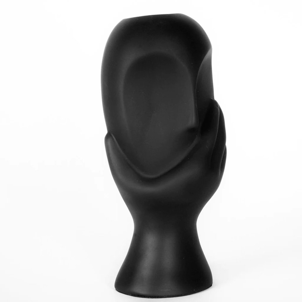 Fancy Face Vase Black image