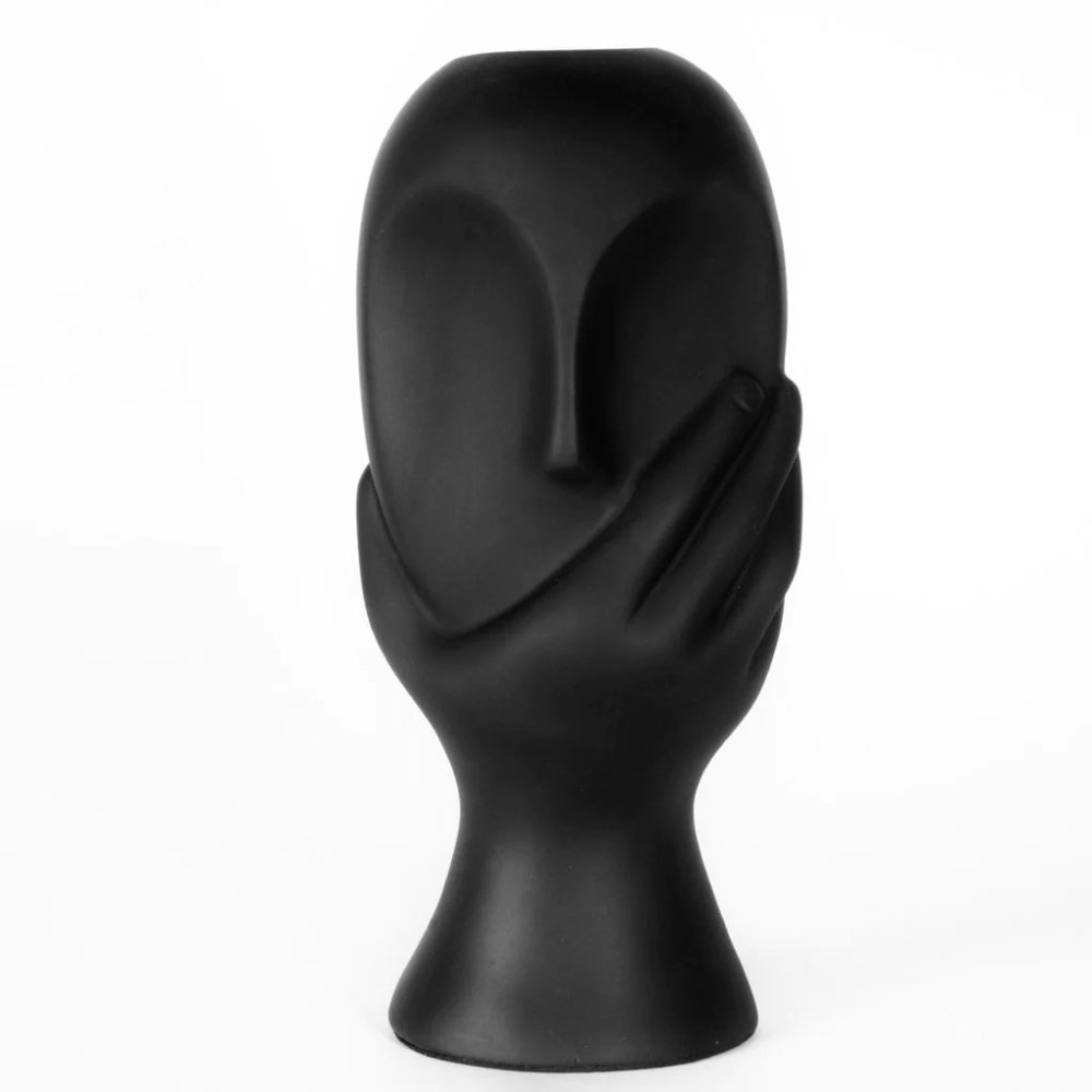 Fancy Face Vase Black image
