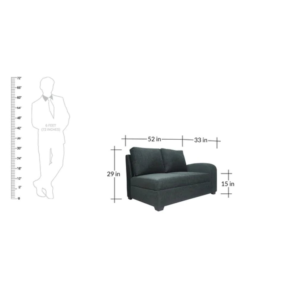 Alex Fabric RHS Sectional Sofa in Dark Grey Colour image