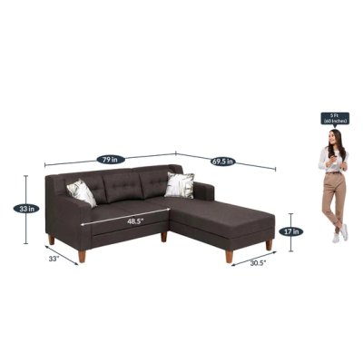 Alonis 5 Seater LHS Sectional Sofa In Brown Colour image
