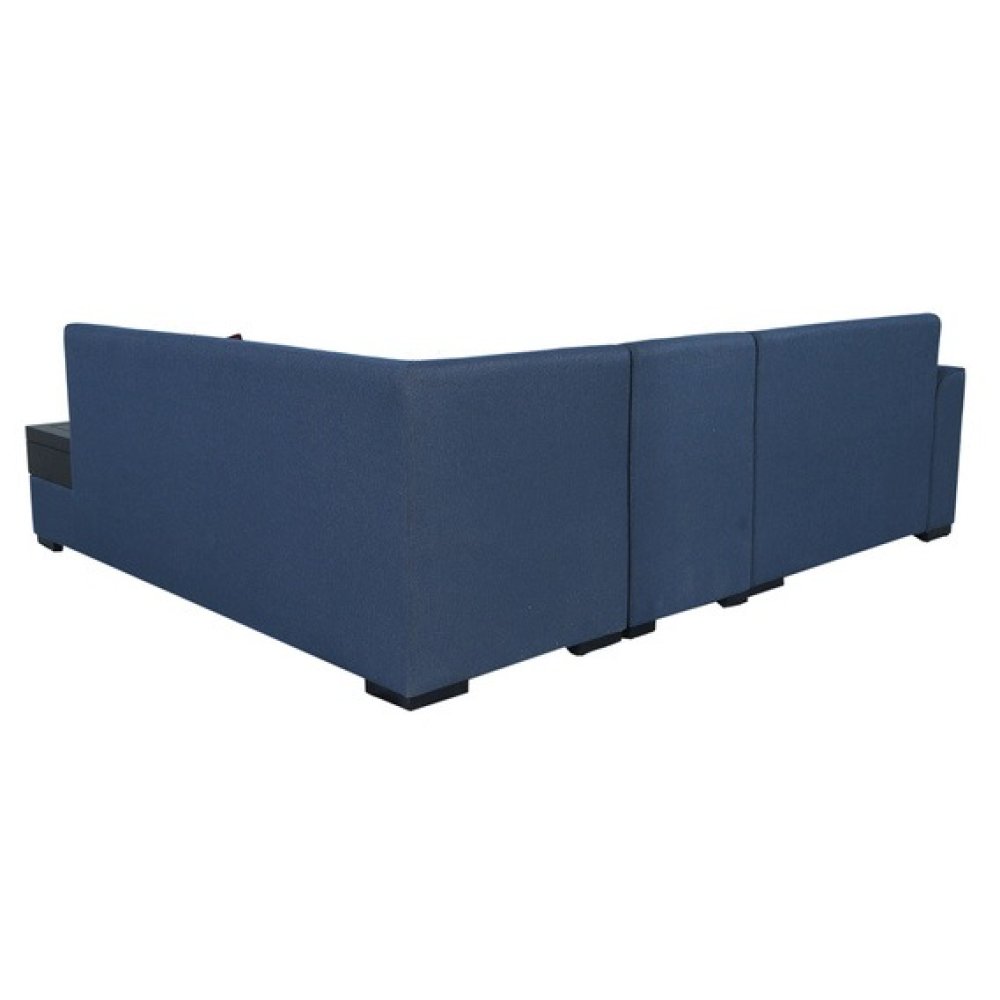 Alvin LHS Sectional Sofa in Blue Colour with Side Table in Dark Colour in L Shape image
