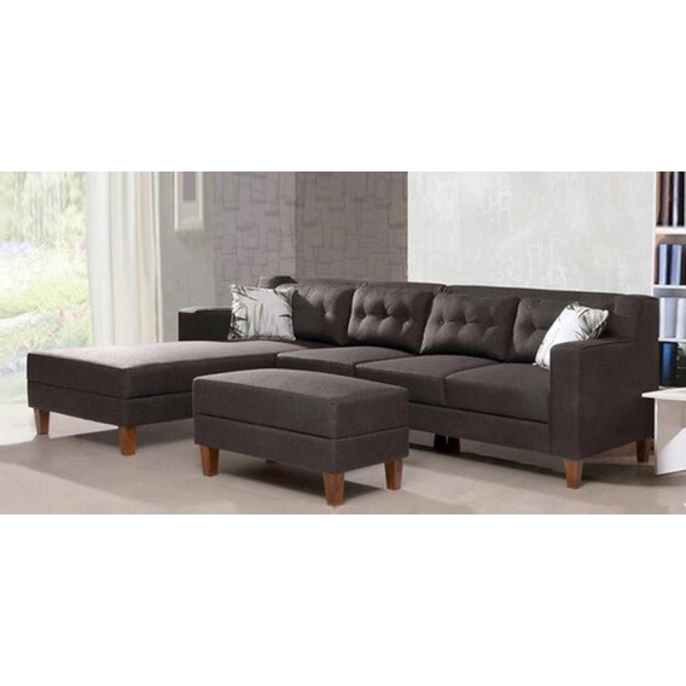 Alonis Fabric LHS Sectional Sofa in Brown Colour image