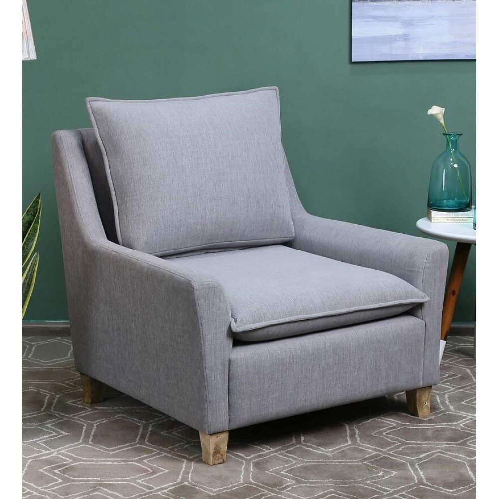Alma Fabric Full Back Lounge Chair In Ash Grey Color image