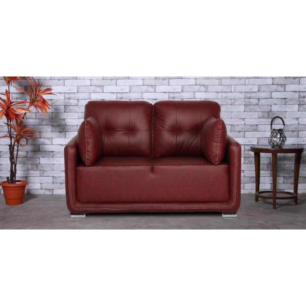 Cedar Leatherette 2 Seater Sofa in Cherry Brown Color image