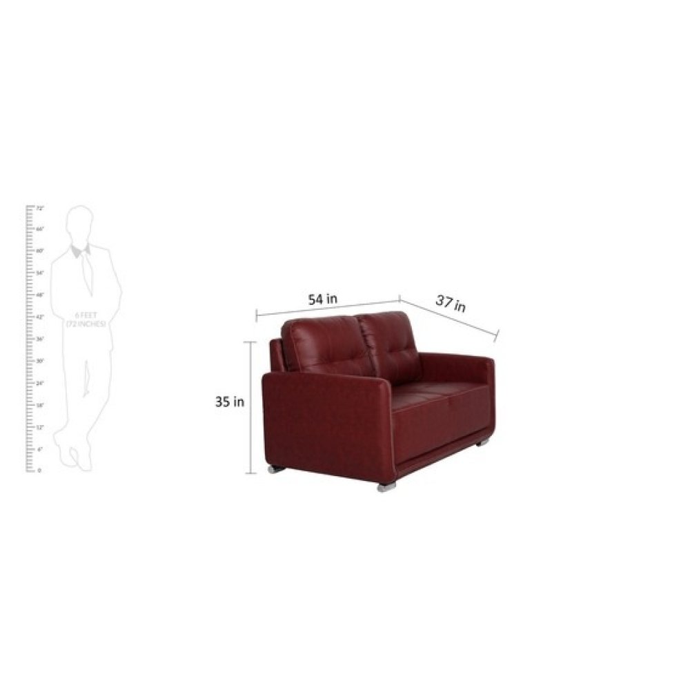 Cedar Leatherette 2 Seater Sofa in Cherry Brown Color image
