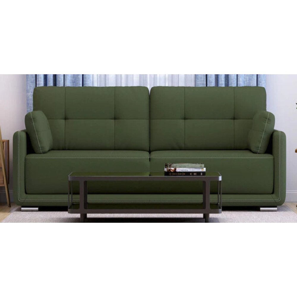 Cedar Leatherette 3 Seater Sofa in Olive Color image