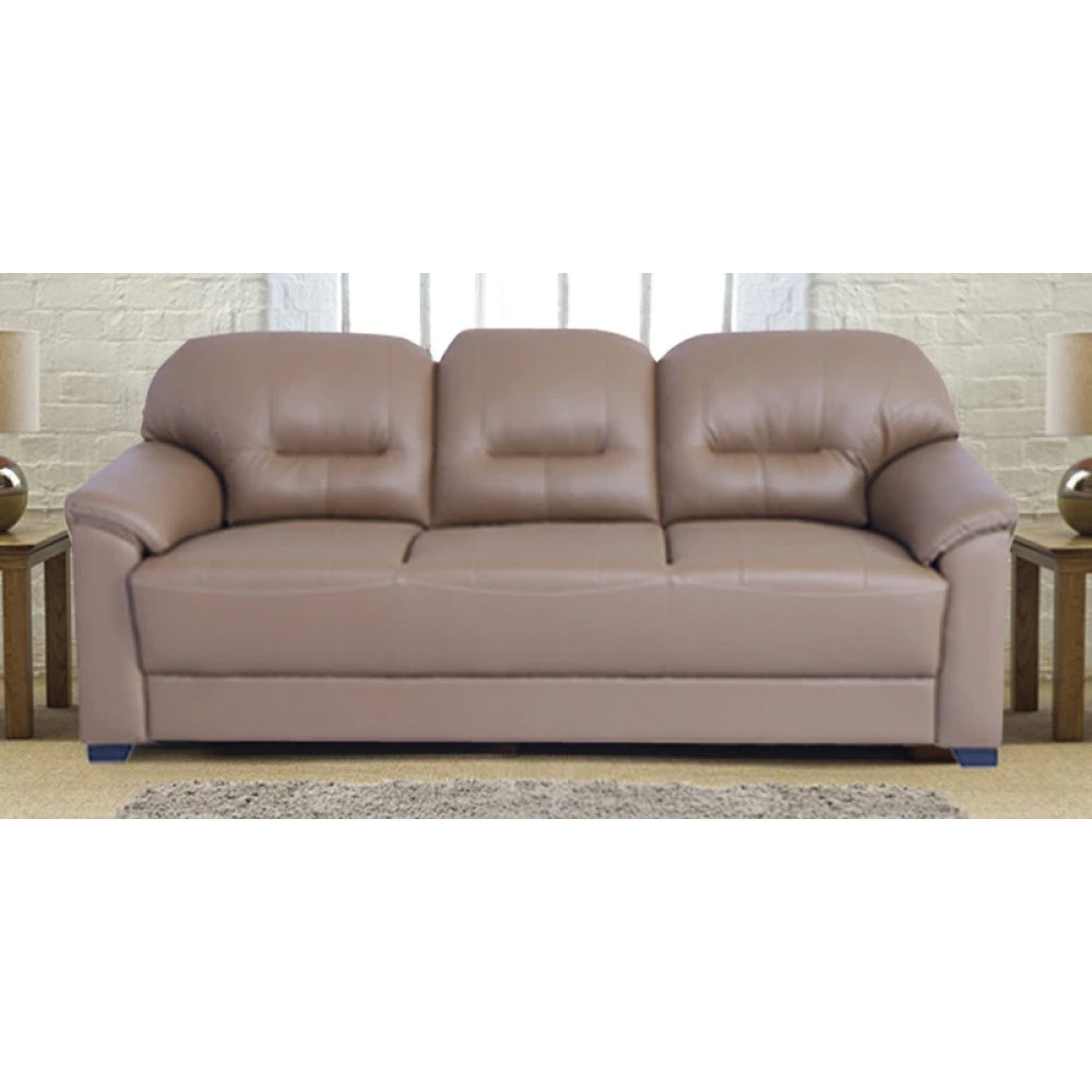 Croma Leatherette 3 Seater Sofa in Tan Brown Color image