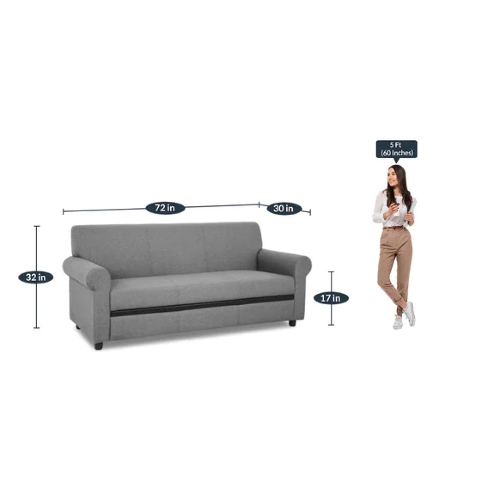 Elias Fabric 3 Seater Sofa in Grey Color image