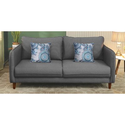 Amelio Velvet 3 Seater Sofa In Charcoal Grey Colour