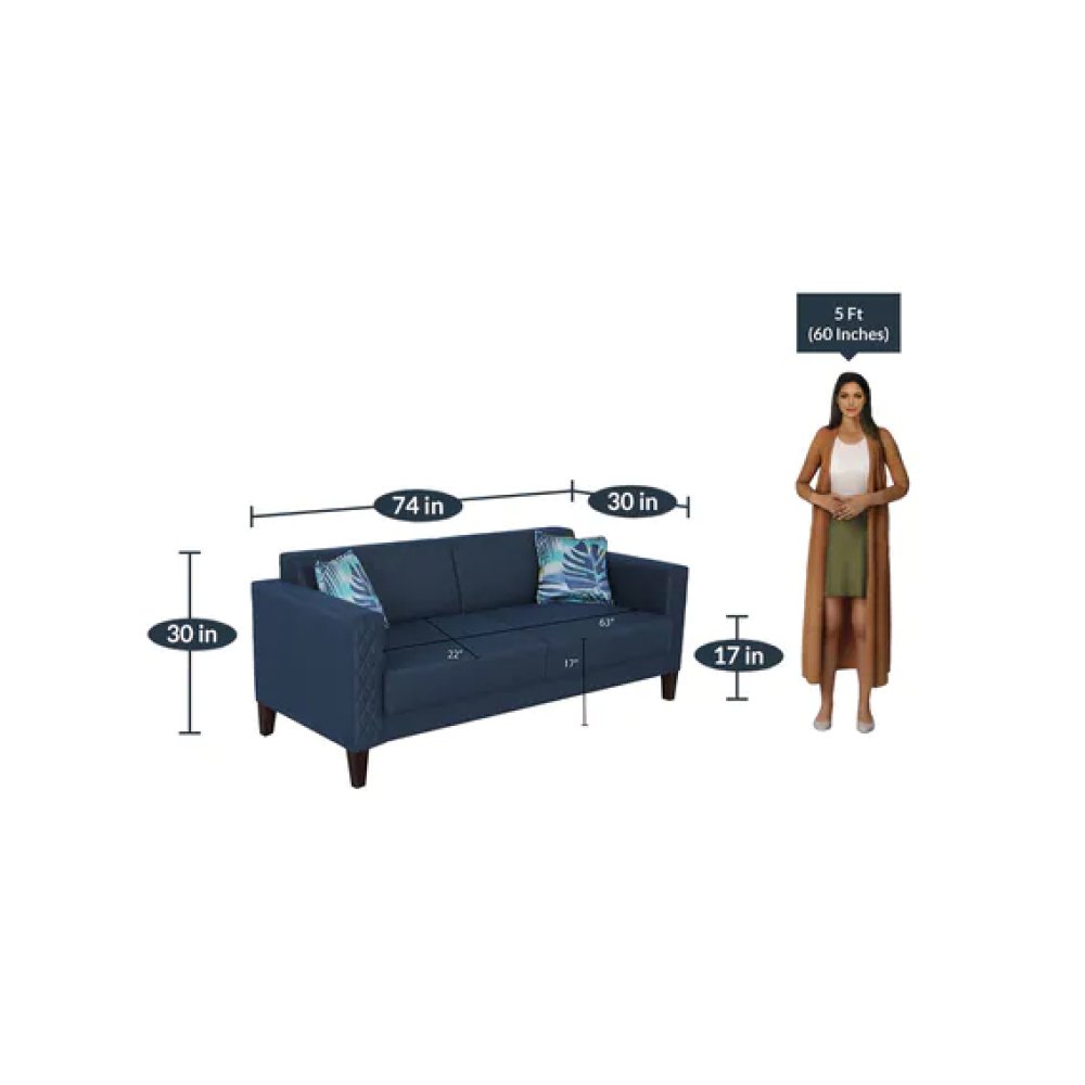 Blenzo 3 Seater Sofa In Blue Colour image