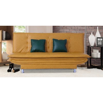 Dolphin Leatherette Convertible Sofa Cum Bed in Yellow Colour image