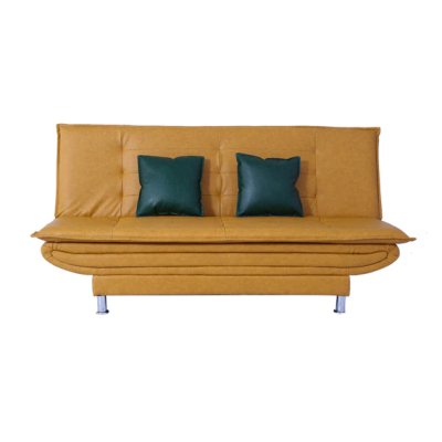 Dolphin Leatherette Convertible Sofa Cum Bed in Yellow Colour image