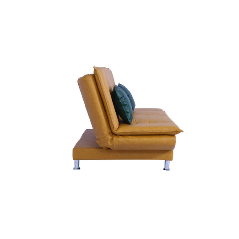 Dolphin Leatherette Convertible Sofa Cum Bed in Yellow Colour image