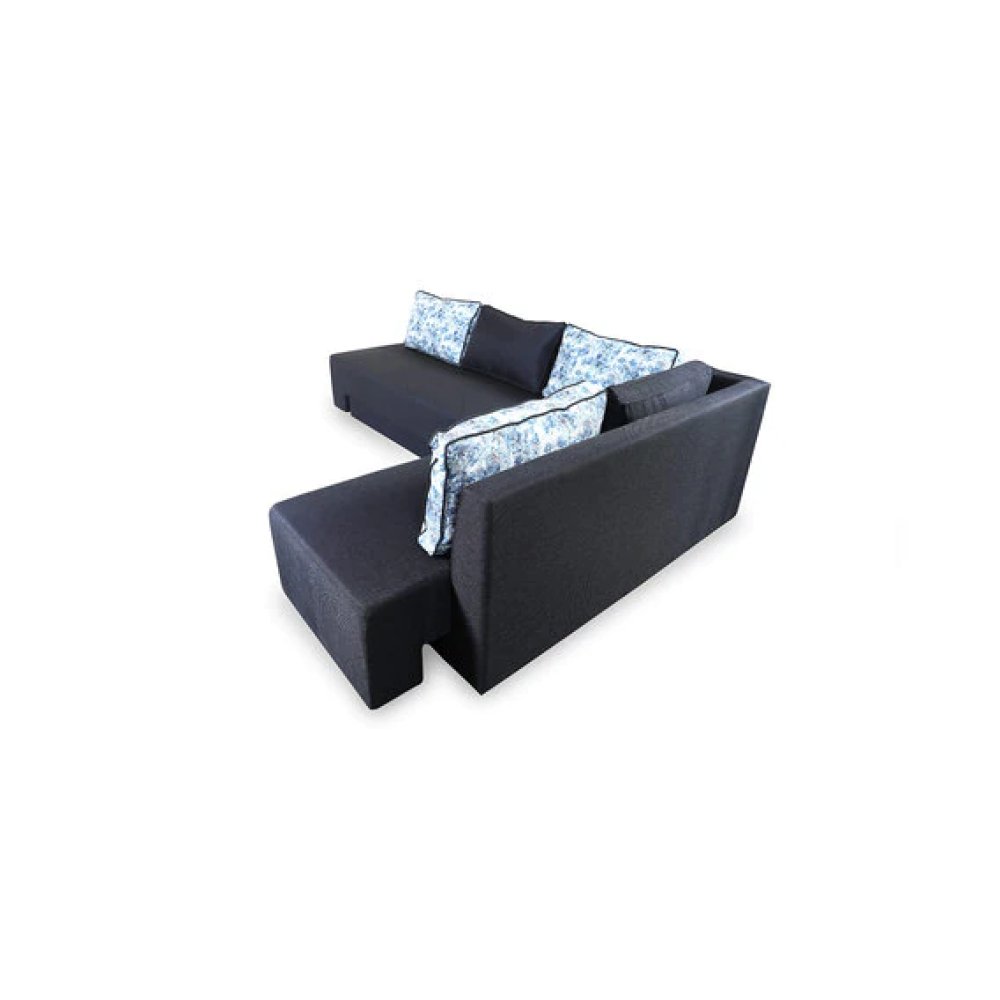 Eva LHS Lounger Pull-Out Sofa Cum Bed With Storage In Dark Grey Colour image