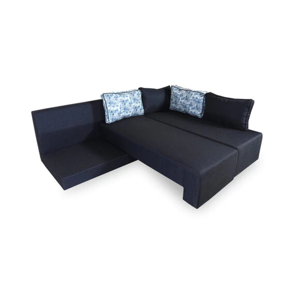 Eva LHS Lounger Pull-Out Sofa Cum Bed With Storage In Dark Grey Colour image