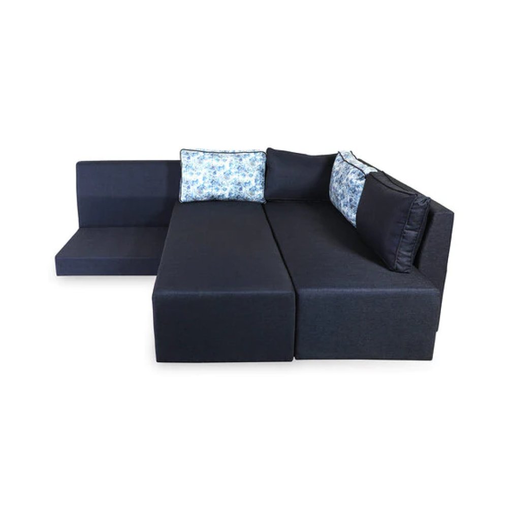 Eva LHS Lounger Pull-Out Sofa Cum Bed With Storage In Dark Grey Colour image