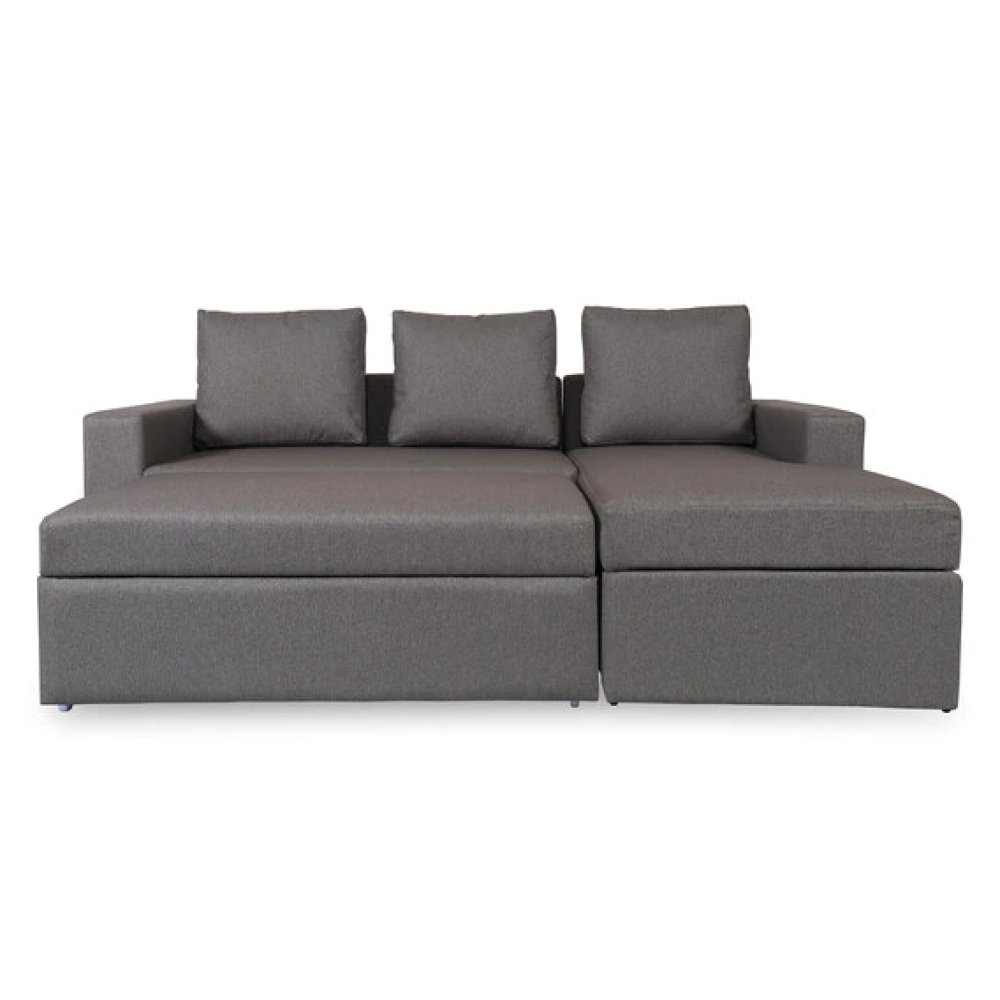 Luke Fabric RHS Pull-Out Sofa Cum Bed in Dark Grey Colour with Storage image