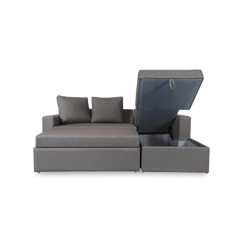 Luke Fabric RHS Pull-Out Sofa Cum Bed in Dark Grey Colour with Storage image
