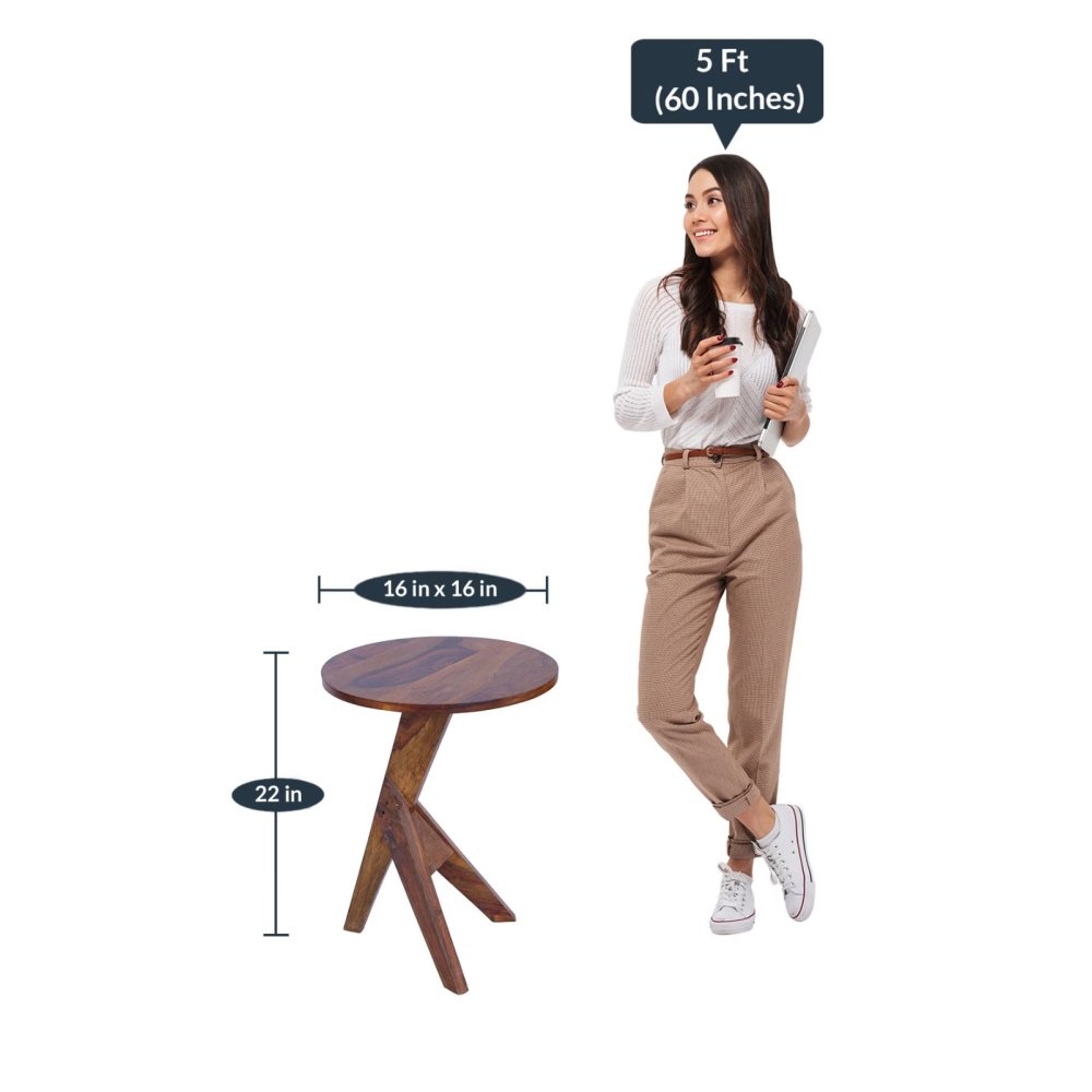 Lativa Sheesham Wood End Table in Walnut Finish image