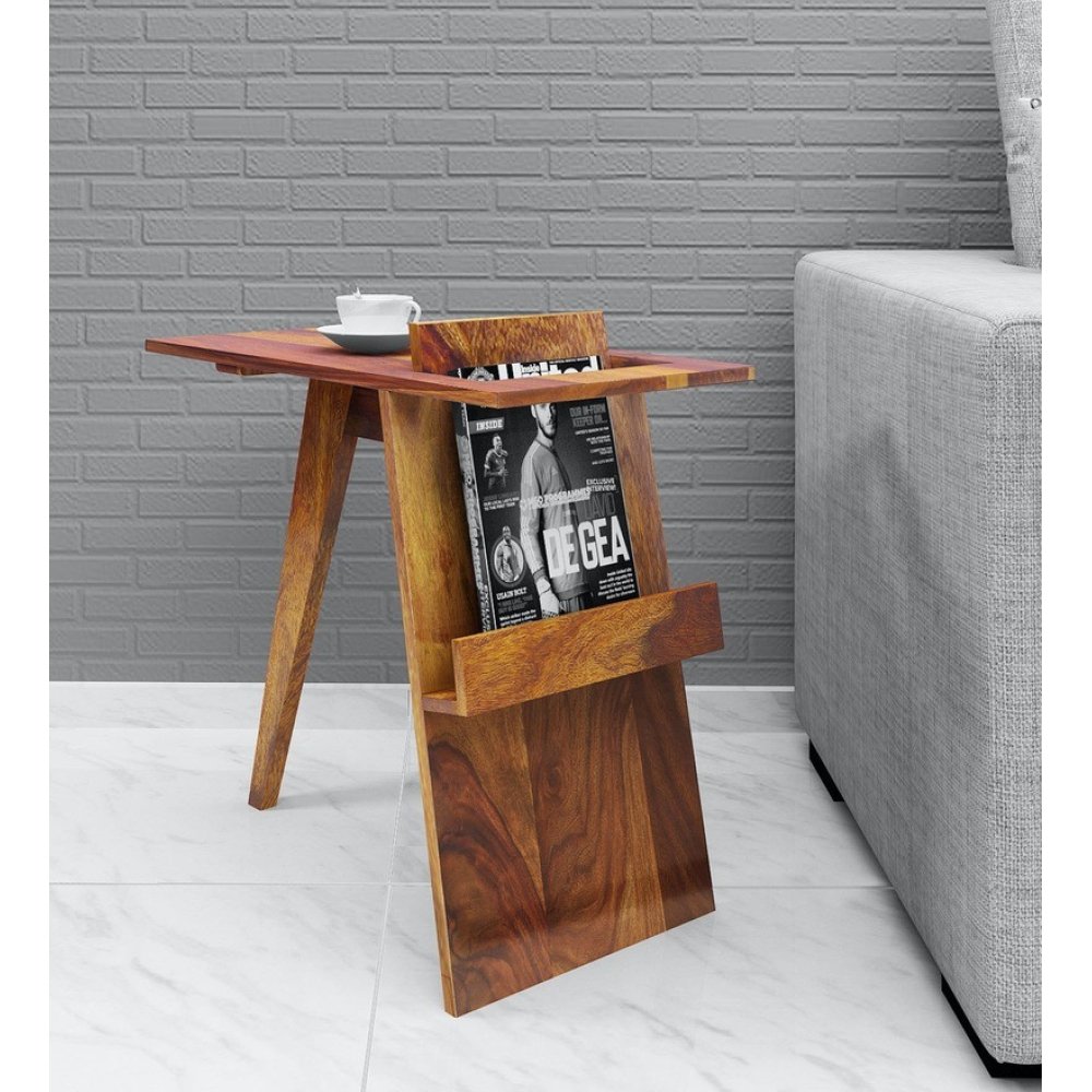 Alfa Sheesham Wood End Table in Walnut Finish image