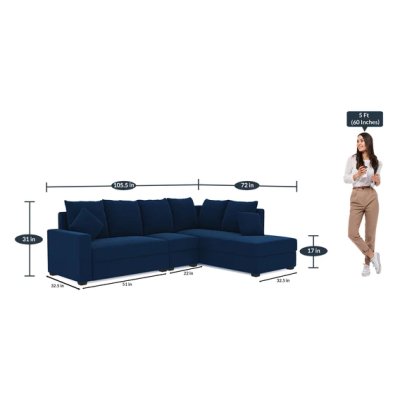 Jordan Fabric LHS Sectional Sofa in Blue Colour image