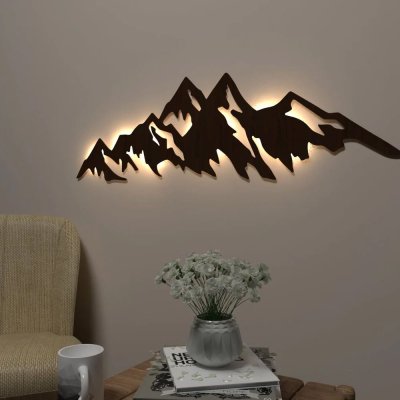 DEKORSTATION Walnut Himalayan Mountain Decorative Backlit Wall Art & Night Light  for Indoor Wall Decoration