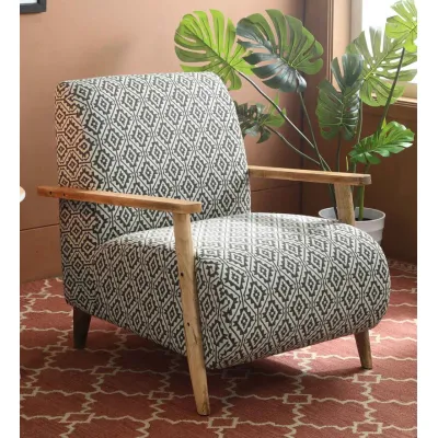 Atreo Fabric Arm Chair In Grey Color Print