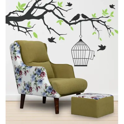 Jerrish Fabric Lounge Chair in Green Color
