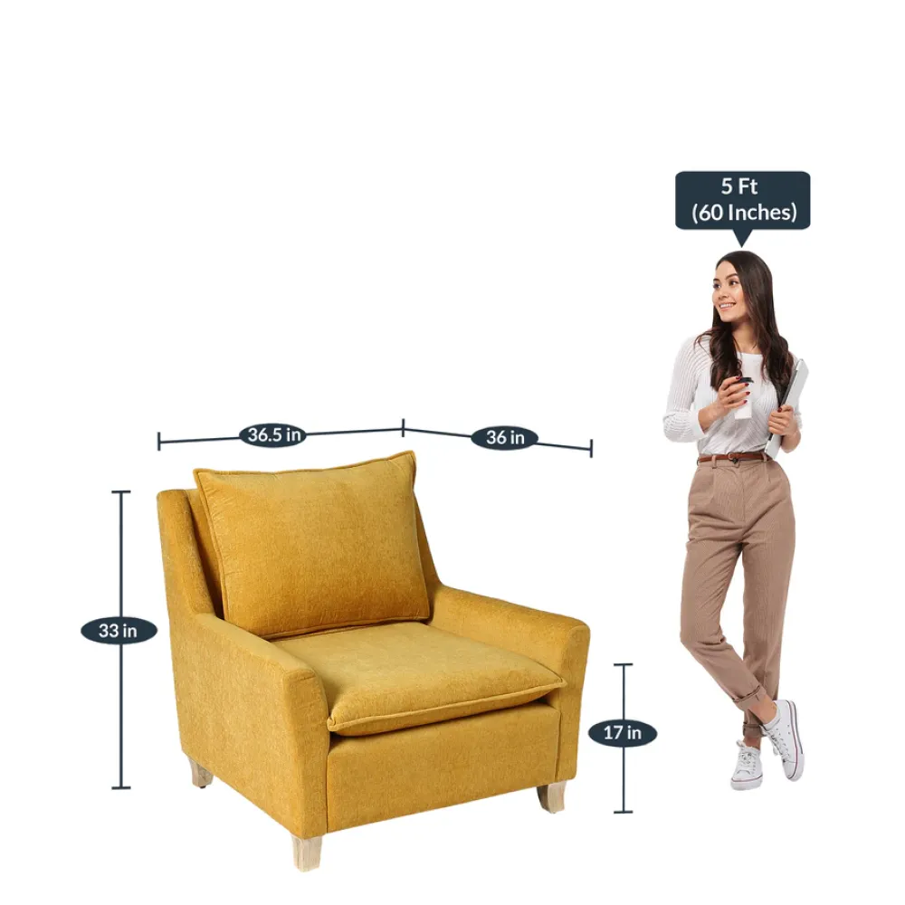 Alma Fabric Full Back Lounge Chair In Yellow Color image