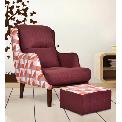 Jerrish Fabric Lounge Chair in Maroon Color