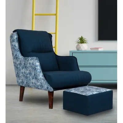 Jerrish Fabric Lounge Chair in Blue Color