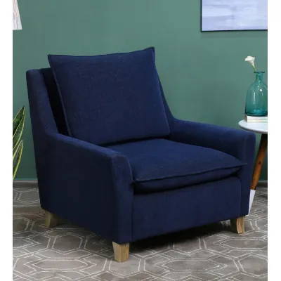 Alma Fabric Full Back Lounge Chair In Blue Color