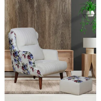 Jerrish Fabric Lounge Chair in Dark Cream Color